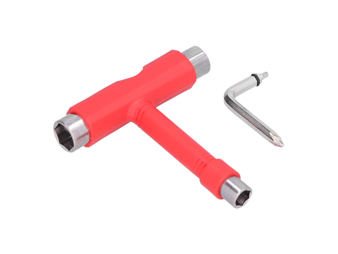 Kit De Herramientas Multifuncional Portátil Para Monopatín Con Llave Hexagonal Tipo T Roja