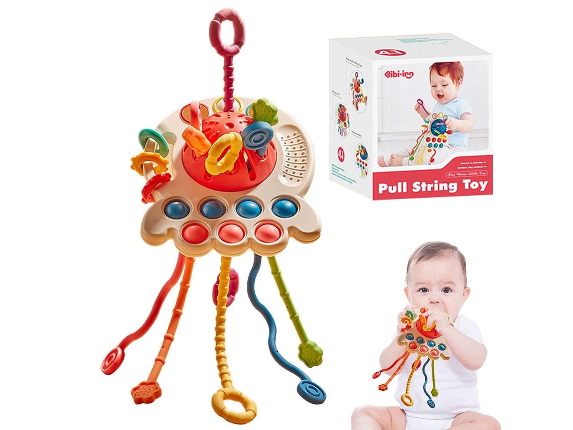 Pulpo De Silicona Para Bebés, Juguete De Actividades Para Desarrollar La Motricidad Fina, Estilo Cuerda.