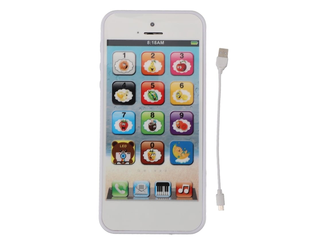 Smartphone Brinquedo Infantil Com Tela Touch, Luzes Led, Música E 8 Modos De Aprendizagem Branco