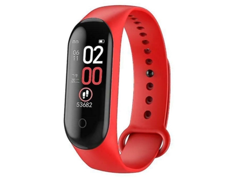 Smartwatch M4 Ritmo cardíaco Fitness Tracker Pedómetro y Presión Arterial Rojo