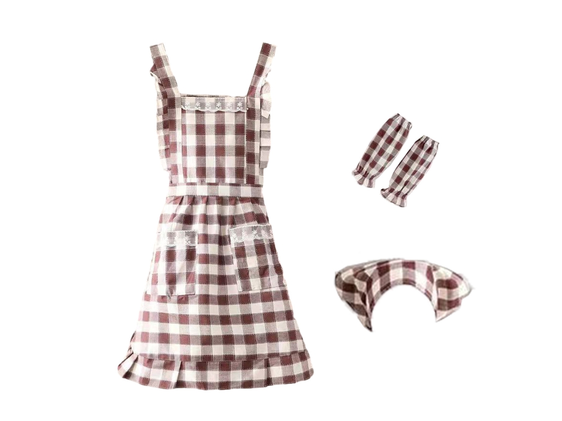 Delantal De Algodón 2 Piezas Para Hogar Cocina Transpirable Con Mangas Estilo Occidental Antimanchas Moda Mujer Verano