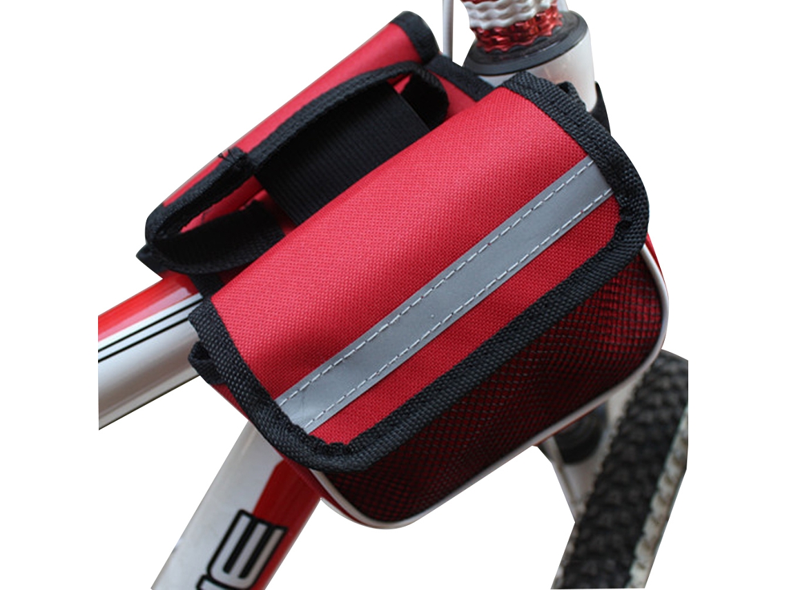 Bolsa De Almacenamiento Superior Para Cuadro De Bicicleta Con Dos Bolsillos, Tubo Delantero, Roja