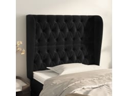 Cabecero Con Orejas De Terciopelo Negro 93x23x118/128 Cm