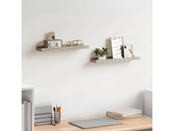 Estantes De Pared | Estante Flotante | Estantería Pared 2 Uds Gris Hormigón 40x9x3 Cm