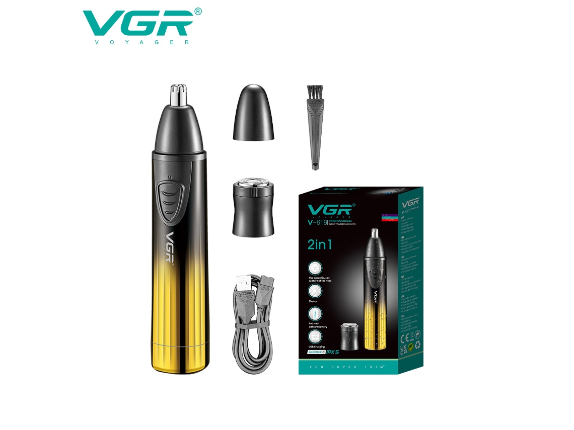 Recortadora de vello nasal eléctrica MDUG, lavable y recargable (dorada)
