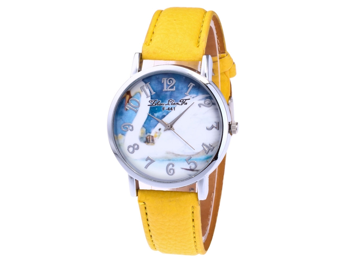 Reloj Pulsera De Cuarzo Para Hombre Y Mujer Con Dial Redondo Moda (amarillo)