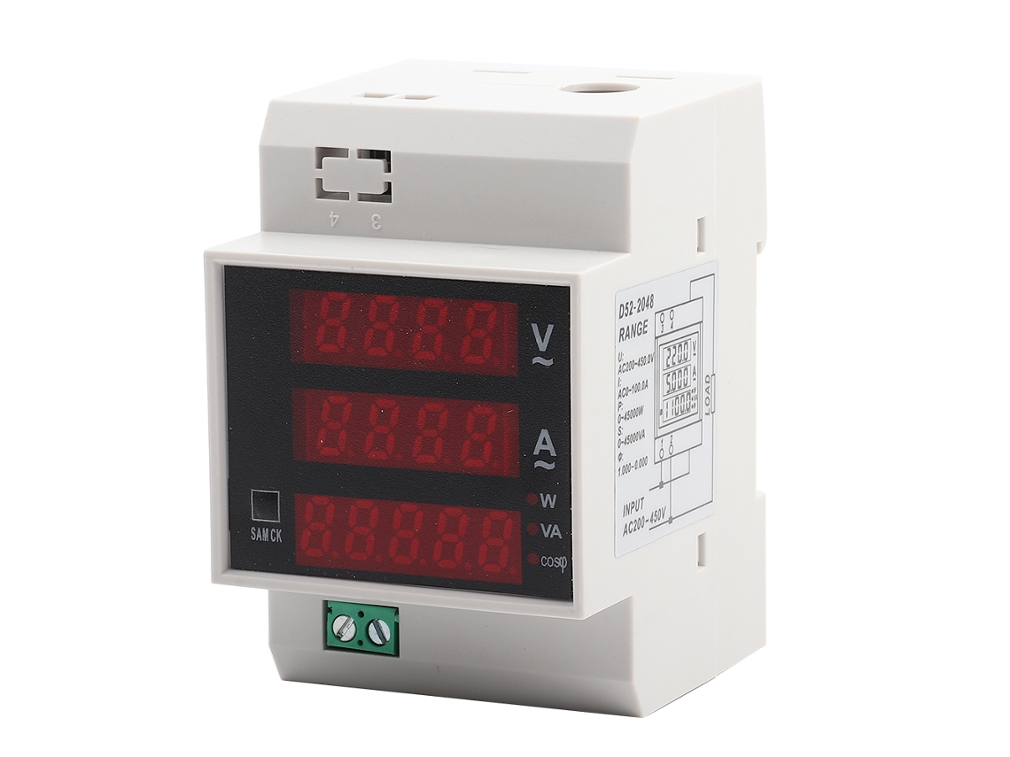 2026velora-medidor Digital De Energía Din Rail Led Potencia Activa Factor De Potencia Multifuncional
