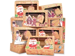15 cajas navideñas para dulces: cajas de cartón kraft para galletas con etiquetas y cintas para cupcakes, dulces y regalos de Navidad.