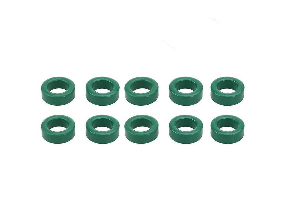 10 Núcleos Toroidales De Hierro Ferrita De 22 Mm X 14 Mm X 8 Mm Para Transformadores, Inductores Y Filtros - Verde
