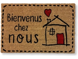Felpudo KOKO DOORMATS Bienvenus Chez Nous (Castaño - 60 x 40 x 1.50 cm - Fibra de Coco y Base de PVC)