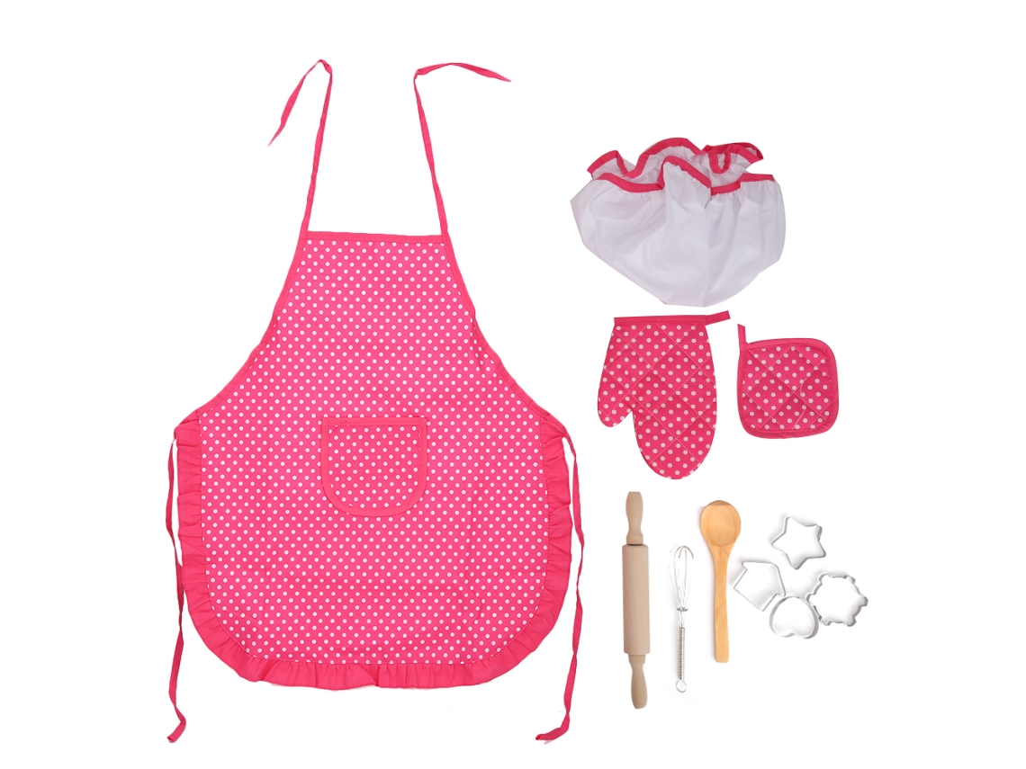 Ats-set De Cocina Y Repostería Para Niños Con Delantal Juguetes De Cocina Role Play Regalo Red Dot