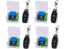 Módulo De Relé De 4 Canales De 12 V Cc, Interruptor Universal Sin Receptor Rf + Control Remoto De 2 Canales