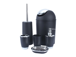 Juego de accesorios de baño, materiales ecológicos, almacenamiento organizado, negro.
