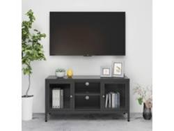 Mueble de Armario Tv 105X35X52 Cm Acero y Cristal Antracita