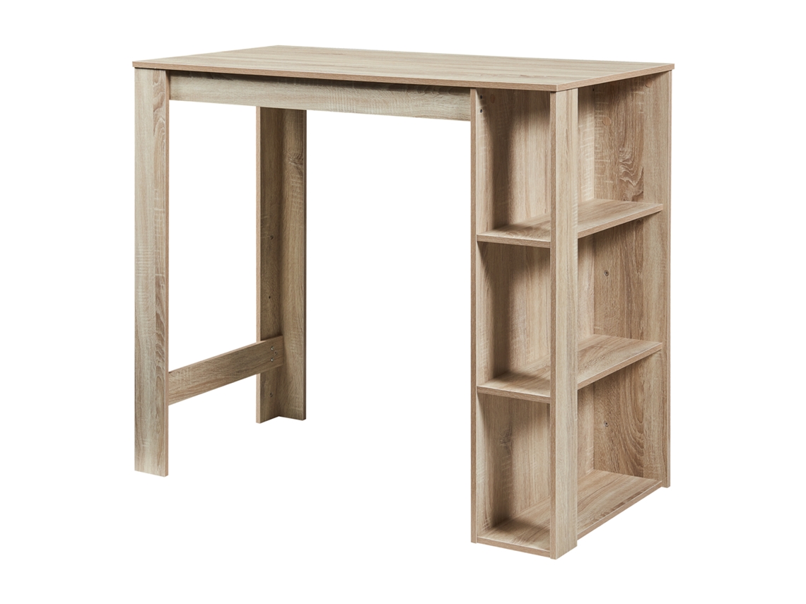 Mesa de bar Danderyd con 3 estantes 120x60x106 cm aspecto roble [EN.CASA]