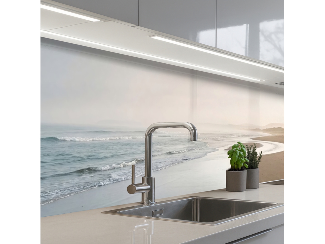 Paneles antisalpicaduras de cocina con diseño costero - Playa - Océano 400x80 cm