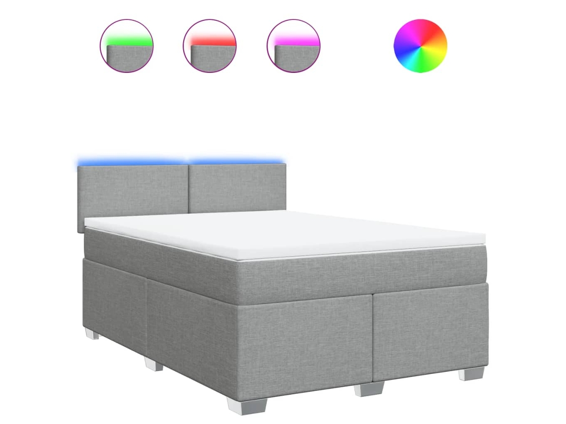 Maison Exclusive - Cama Box Spring Con Colchón Tela Gris Claro 160x200 Cm