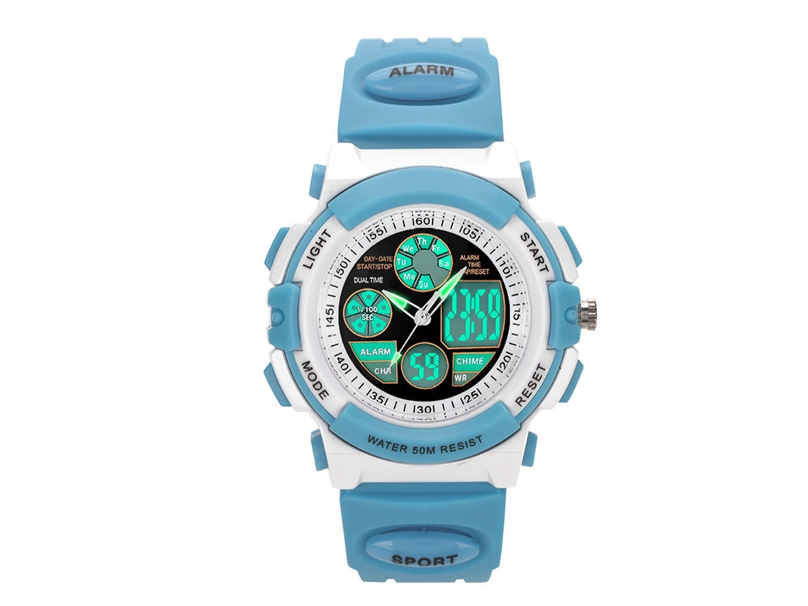 Reloj Digital Infantil Smael, Resistente Al Agua, Multifuncional, Deportivo, Con Alarma Azul.