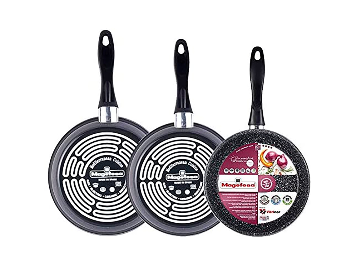 Sartenes de Inducción MAGEFESA Antiadherente (3 Un - 24-26-28 cm - Acero Vitrificado)