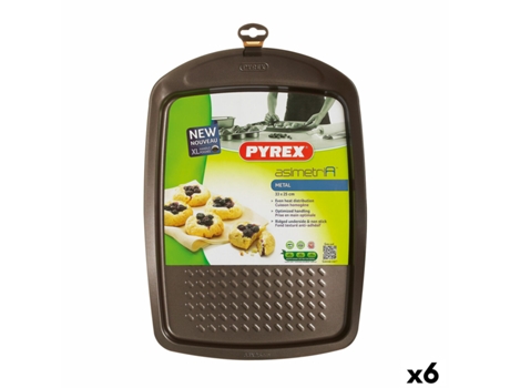 Molde para Horno Pyrex Asimetria Rectangular Negro Metal 33 x 25 cm (6 Unidades)