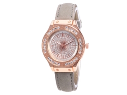 Reloj De Pulsera De Cuarzo Para Mujer Con Correa De Piel Sintética Gris Y Pedrería.