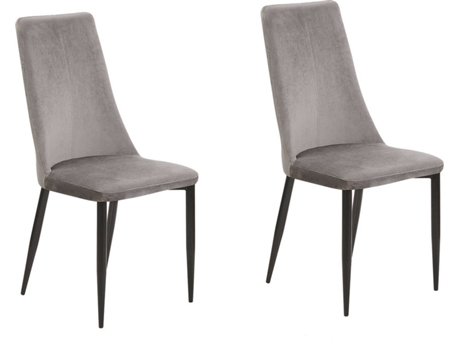 Conjunto de 2 sillas de comedor de terciopelo gris oscuro/negro BELIANI Clayton