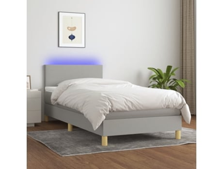 VIDAXL Colchón con somier/LED (gris - Tela - 90 x 200 cm)