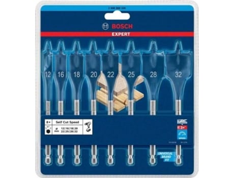 Conjunto de Brocas Planas BOSCH Expert Selfcut Speed - 12-16-18-20-22-25-28-32 mm - 8 Un para Conjunto de Taladros de Impacto
