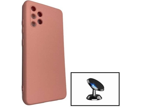 Carcasa + Soporte Magnético Samsung Galaxy A32 PHONECARE Silicona Liquida Rosa