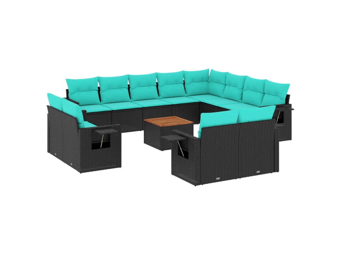 Maison Exclusive - Conjunto De Sofá De Jardín De 13 Piezas Con Cojines, De Poliratán Negro