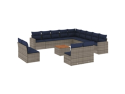 Maison Exclusive - Set De Sofás De Jardín Y Cojines 14 Pzas Ratán Sintético Gris