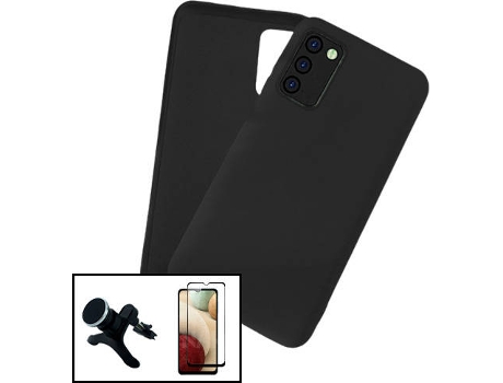 Carcasa + Protector + Soporte Magnético Reforzado Samsung Galaxy A03s PHONECARE Silicona Liquida Negro