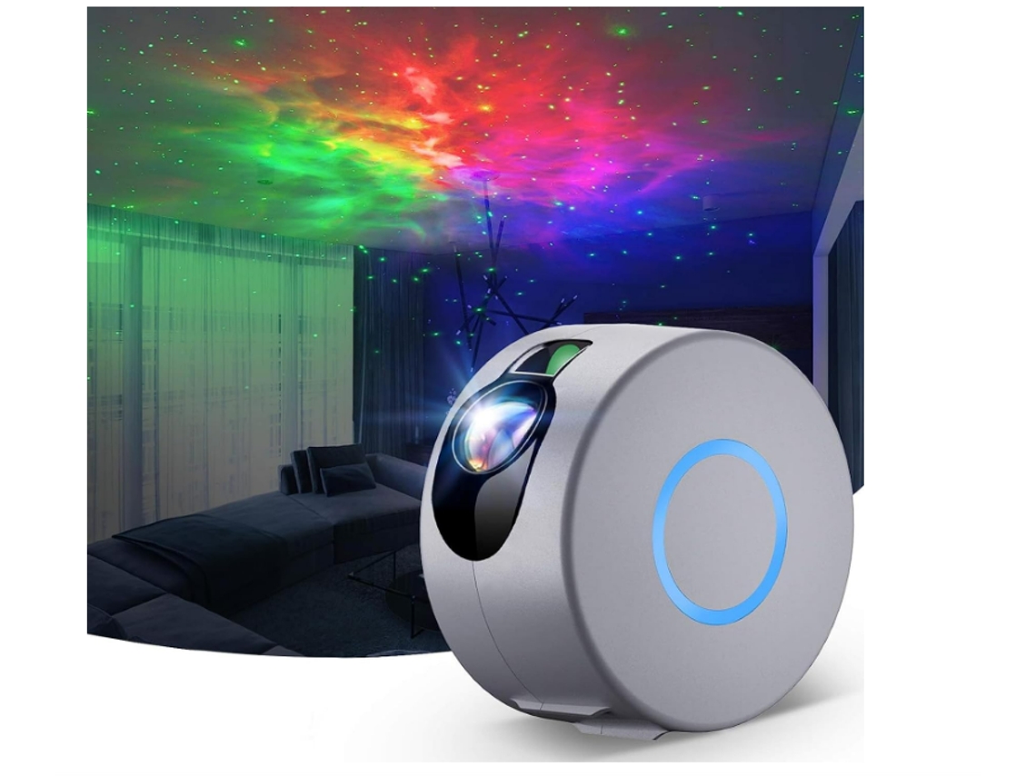 Projetor de luz noturna LED com controle remoto adequado para dormitórios, festas, salas de jogos, home theaters e ambientes com luz noturna (cinza)