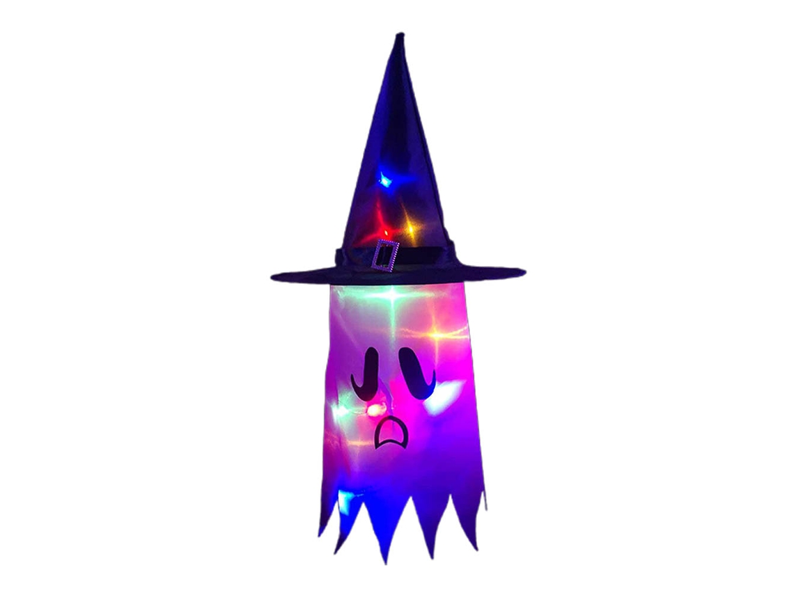 Adorno De Sombrero De Bruja De Halloween Con Luces Led Para Colgar En El Jardín, Porche, Árbol O Al Aire Libre.