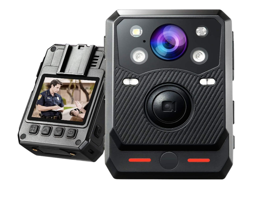 Cámara corporal B20 de 128 GB, Full HD 1080P, portátil, con tarjeta SD extraíble de hasta 128 GB, compatible con visión nocturna y cámara Yizhood roja y azul (negra).