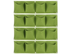 4 bolsas verdes reutilizables para el cultivo de plantas en la pared