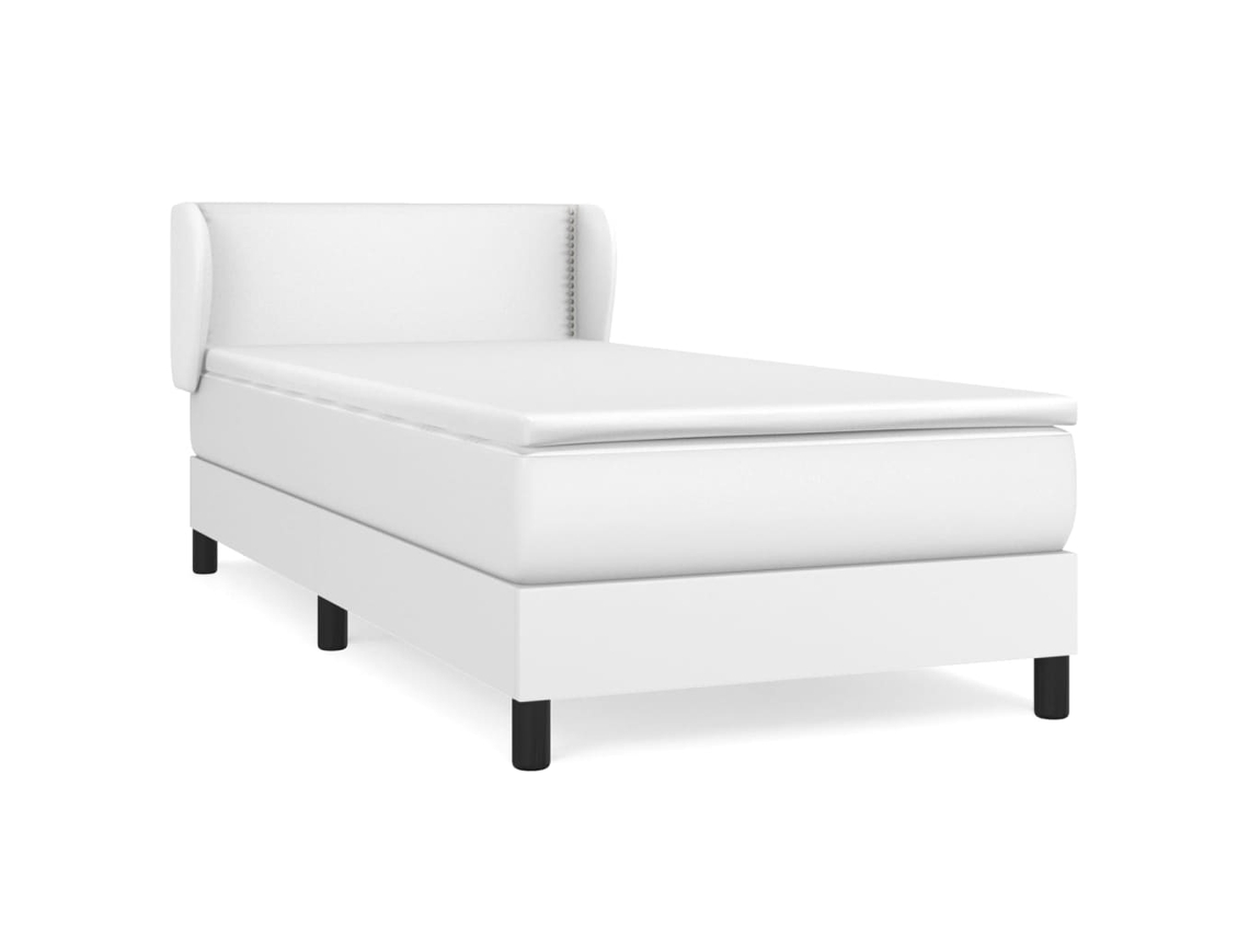Maison Exclusive - Cama Box Spring Con Colchón Cuero Sintético Blanco 100x200 Cm