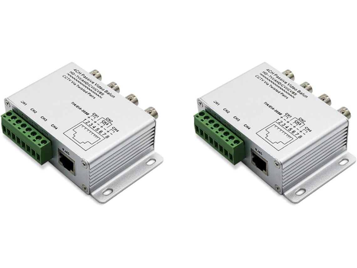 Balun De Vídeo Pasivo 2x Para Cámaras Cctv Tvi Cvi Ahd Mediante Transceptor Utp De Par Trenzado