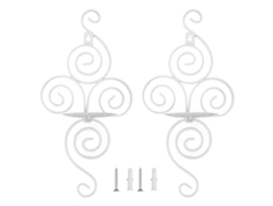 2026-2 Piezas Portavelas De Pared Plegable Estilo Europeo Hierro Forjado Decoración Hogar Blanco