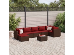 Conjunto de jardín de 8 piezas con cojines de mimbre marrón de DKD Home Decor