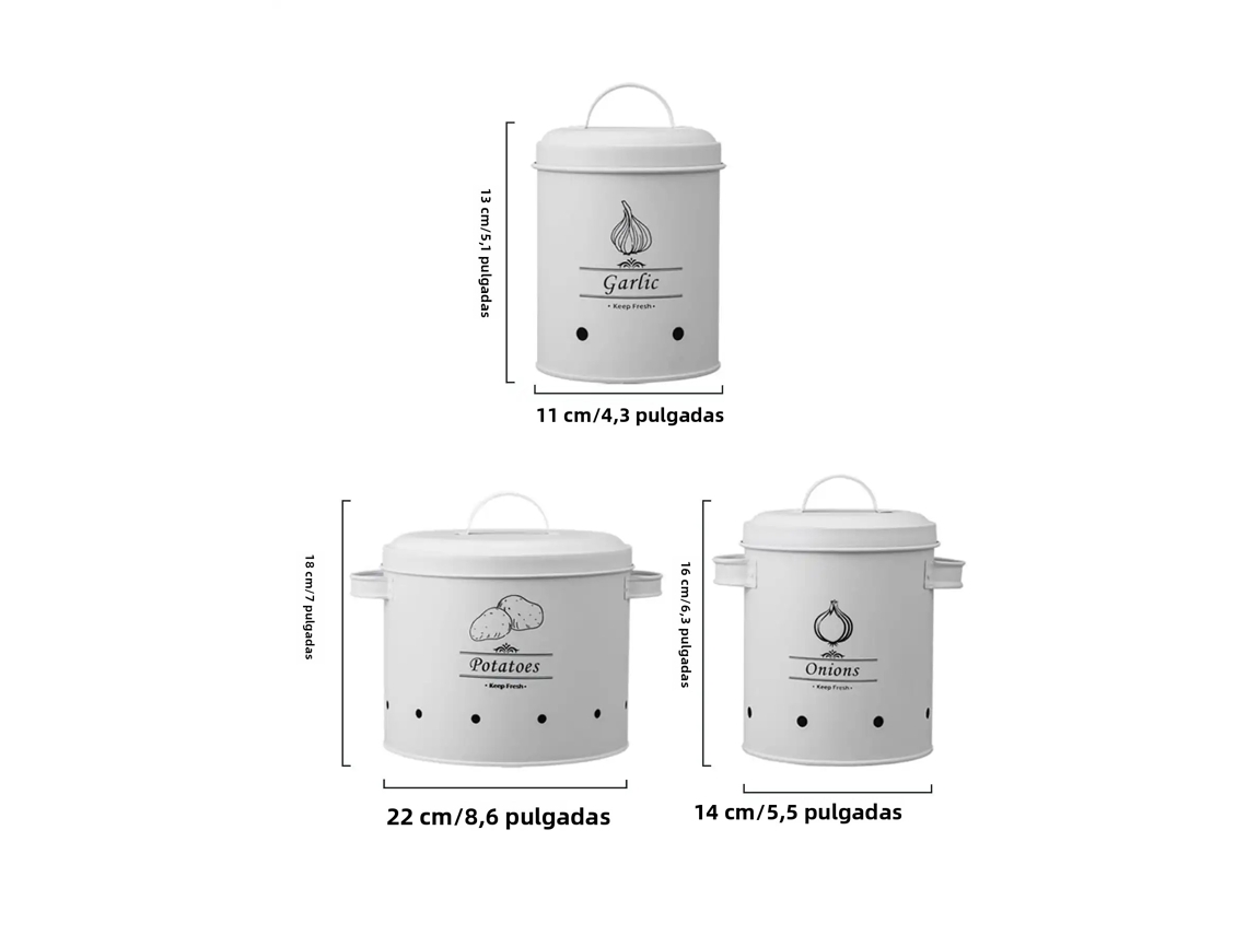(blanco) Juego De Cestas De Almacenamiento De Cocina De Tres Piezas, Estilo Moderno, Material Metálico