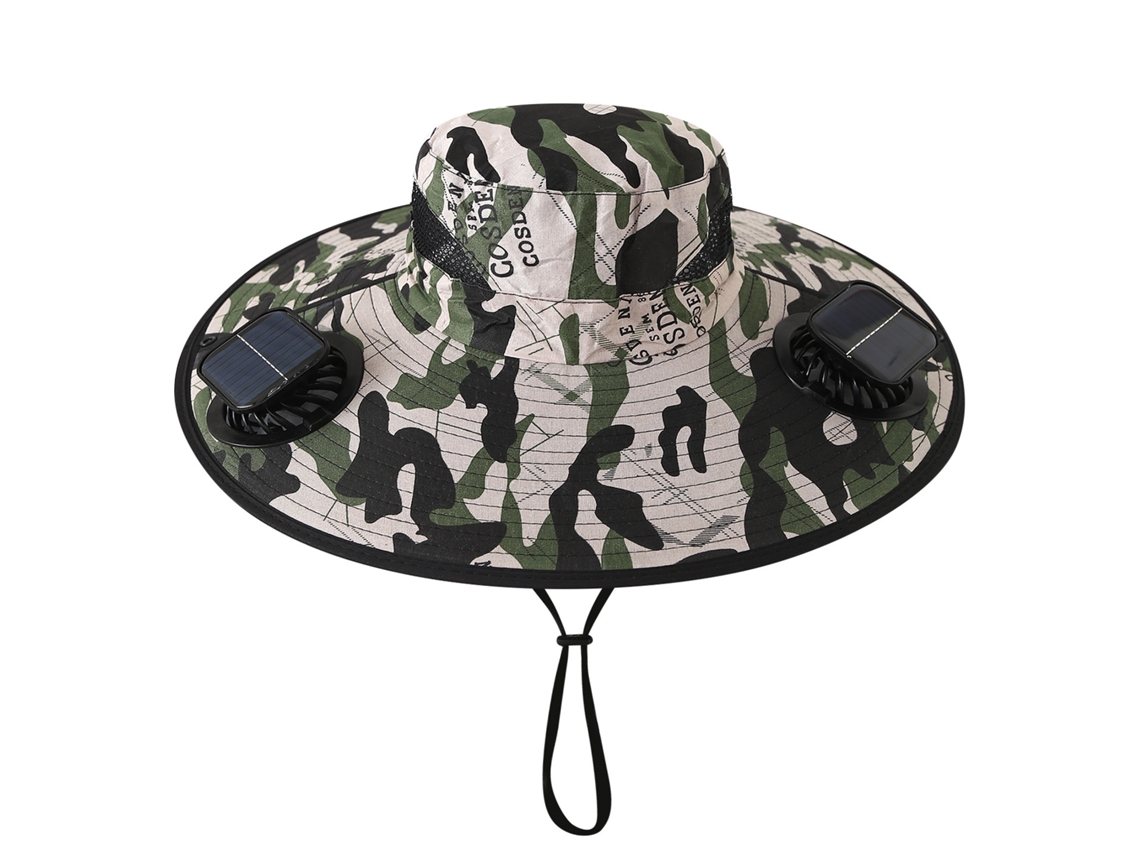 (camuflaje Cuadrado Ondulado) Sombrero Con Ventilador Solar, Recargable, Parasol Para Pesca Al Aire Libre Y Sombrero De Protección Solar