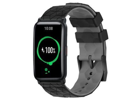 Correa de reloj inteligente para Honor Watch ES Correa de reloj de silicona con patrón de fútbol bicolor de 20 mm (negro + gris)