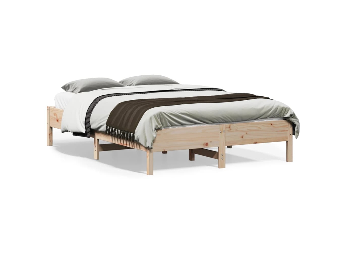 Estructura De Cama Sin Colchón Madera Maciza De Pino 135x190 Cm
