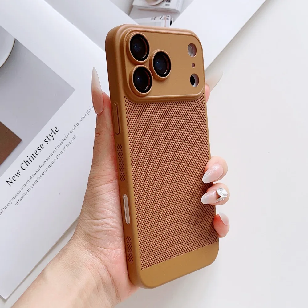 (iphone 16 Marrón) Funda Original Ultrafina Disipadora De Calor Para Iphone, Cubierta Protectora Transpirable.