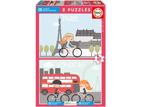 Puzzle EDUCA Educa SOS 2x48 Paris y Londres (Edad Mínima: 4 Años - 96 Piezas)