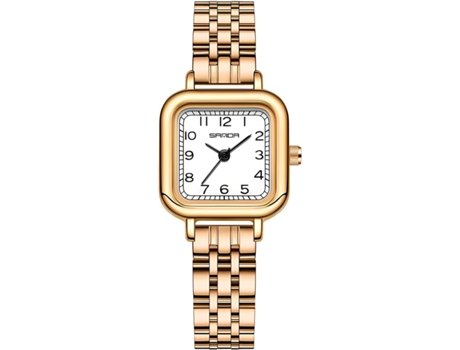 VEANXIN Relojes cuadrados de pulsera de reloj de oro vintage para mujer-Plata Acero