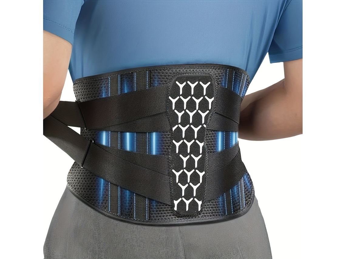 Cinturón de soporte lumbar para aliviar la ciática, con correas ajustables. Mdug (Negro y blanco M)