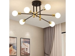 Lámpara De Techo/araña — Lámpara De Techo Con 6 Luces De Estilo Industrial (bombillas No Incluidas)