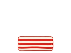 Juego de 2 platos rectangulares Lido Ceramiche Serie Righe Rojo, diseño artesanal italiano, elegancia contemporánea y excelencia única.